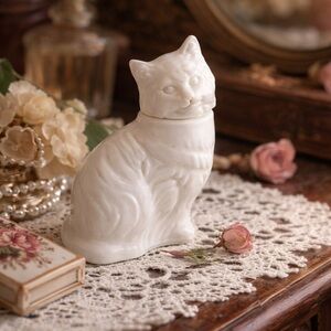 Elegant vintage White Cat Avon perfume bottle